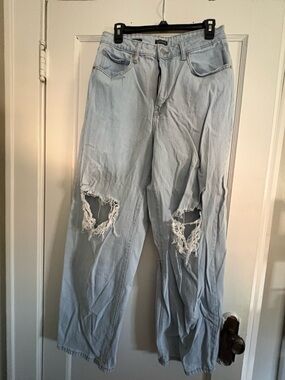 wild fable Light Blue Distressed Boyfriend Jeans